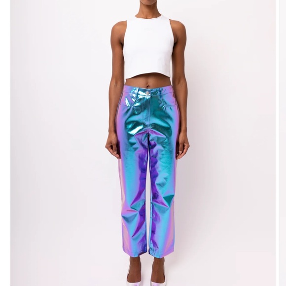 Amylynn Pants - BNWT Amy Lynn Lupe Blue / Purple Metallic High Waisted Pants